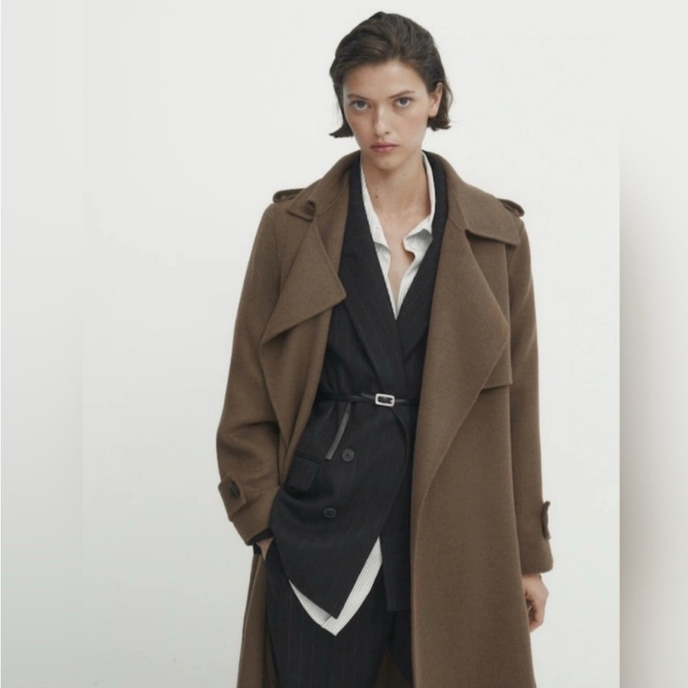 NWT Massimo Dutti Wool Trench Coat S